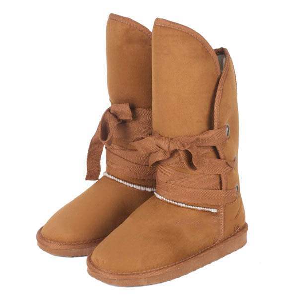 Boots Semi montantes Fourrees Fashion Lacets satin Winter Camel